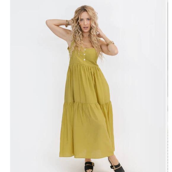 Smash + Tess x Lusiana Lopilato Maxi Dress The River Maxi Pistachio Pop Medium - Picture 1 of 9